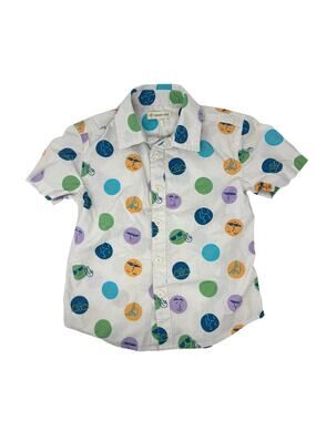 Tucker + Tate Boys Small Short Sleeve Button-Down Shirt Cotton Emoji Dot